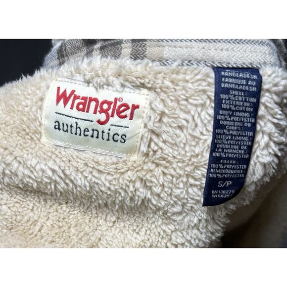 Wrangler Shirt Men’s Size Small Plaid Sherpa-Lined Flannel Jacket Brown And Tan - Picture 3 of 6